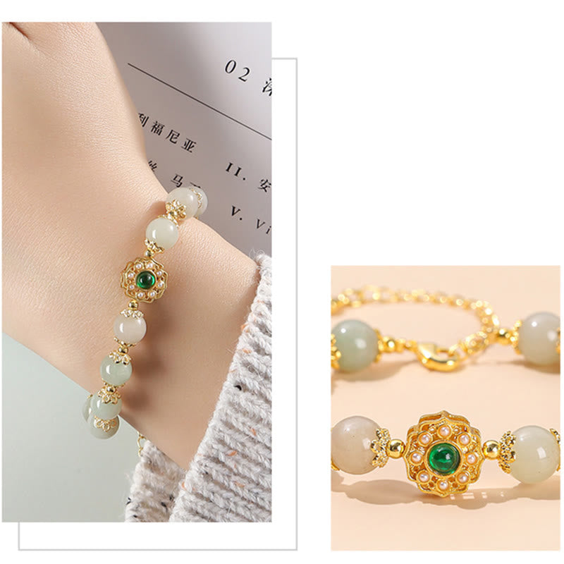 Braccialetto a catena con perline di giada naturale Buddha Stones Prosperity