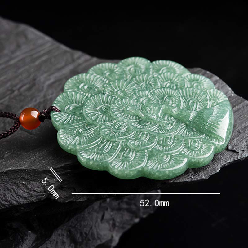 Collana con ciondolo di pavone in giada naturale e fortuna e prosperità