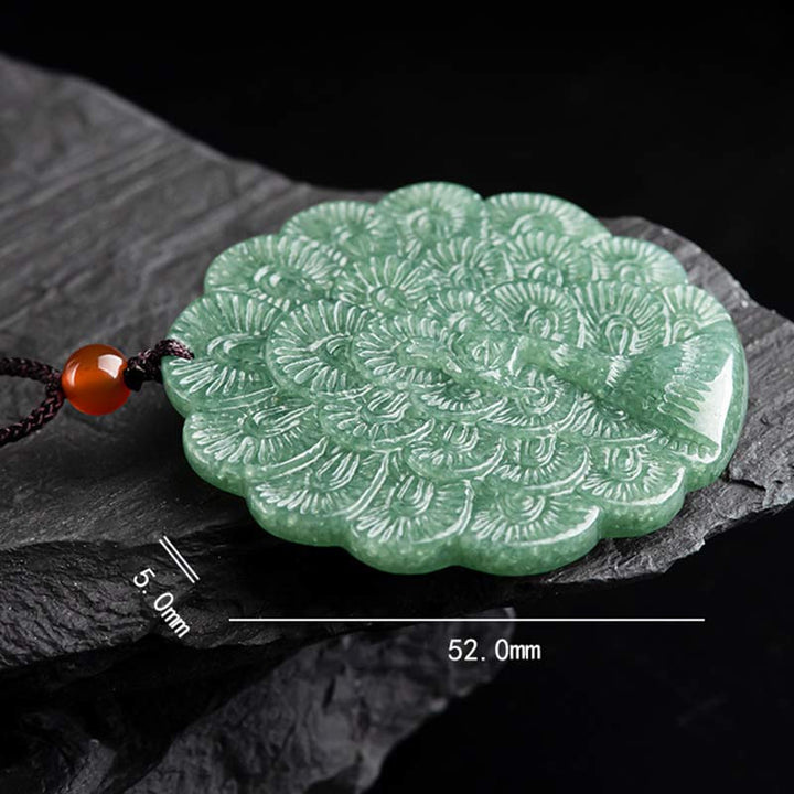 Collana con ciondolo di pavone in giada naturale e fortuna e prosperità