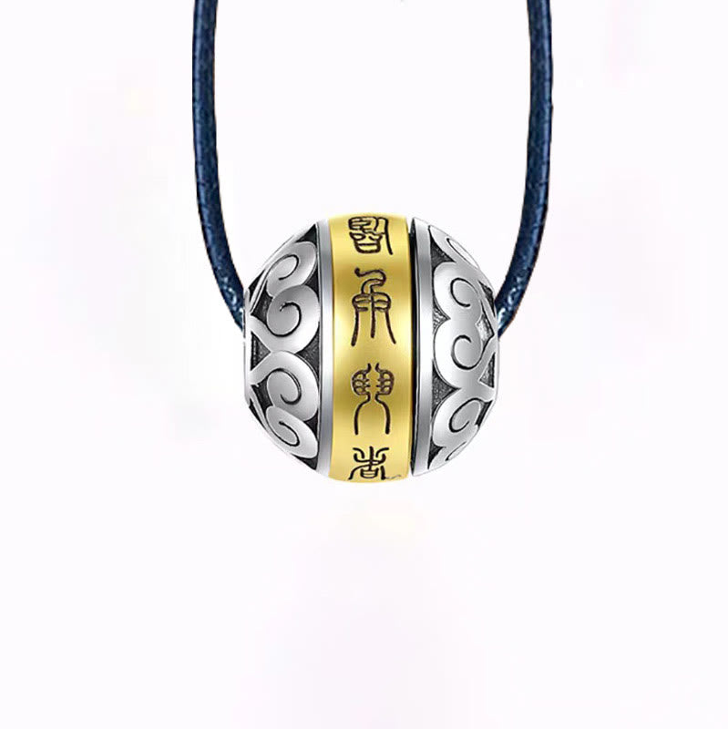 Collana con ciondolo girevole con amuleto inciso con mantra taoista a nove caratteri Buddha Stones Balance