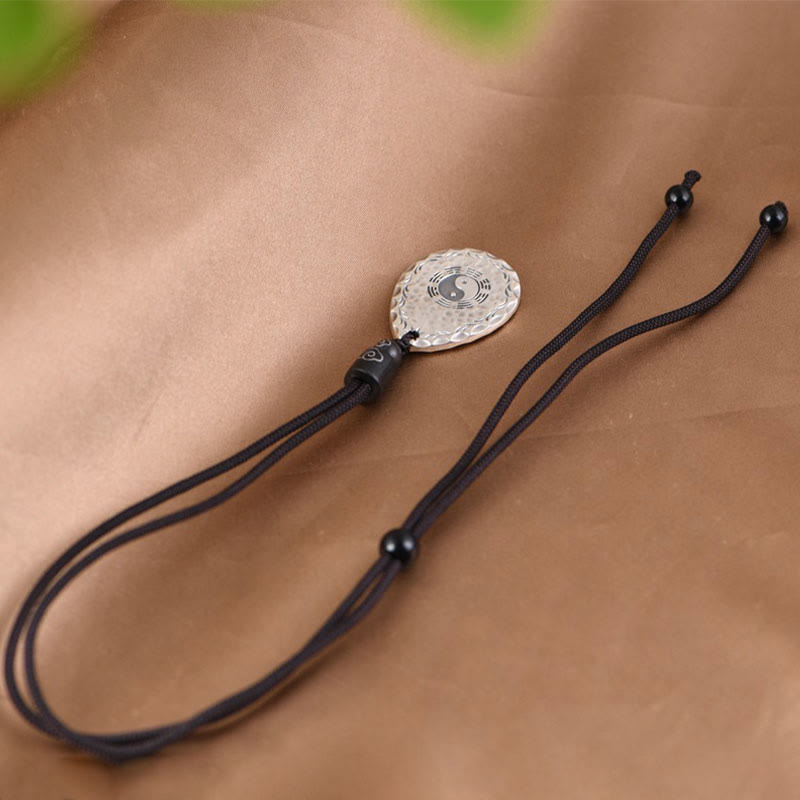 Buddha Stones Vintage 999 Sterling Silver Yin Yang Bagua Water Drop Design Balance Harmony Collana Pendente - image 5
