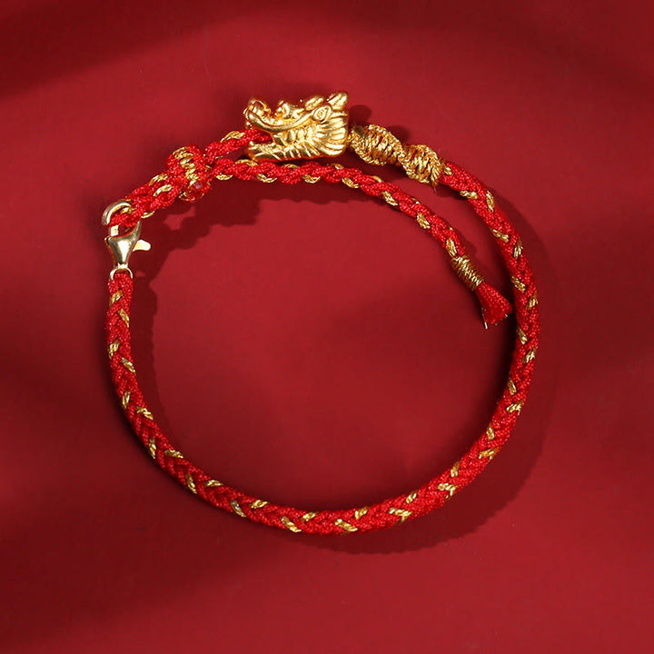 Bracciale intrecciato a mano in corda rossa con nodo a otto fili in argento sterling 999 Buddha Stones