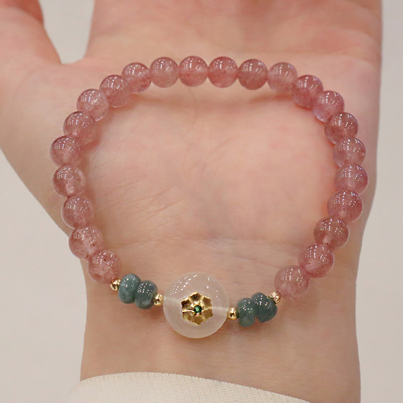 Braccialetto curativo in giada calcedonio quarzo fragola naturale Buddha Stones