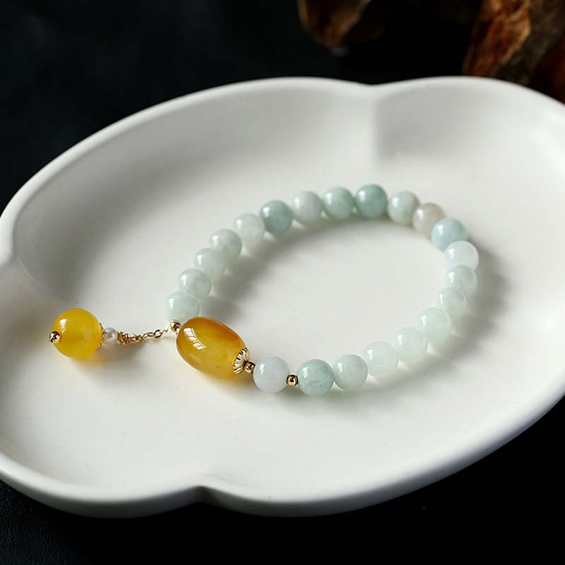 Braccialetto di protezione in agata bianca naturale Buddha Stones
