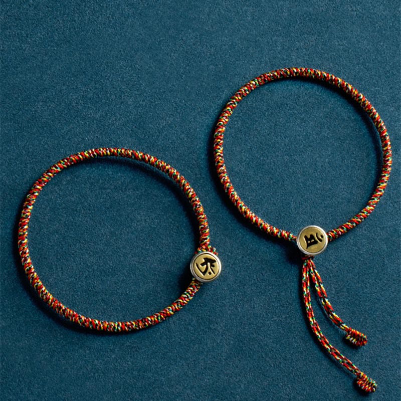 Braccialetto di corda colorata con protezione del Buddha in argento sterling 925 fatto a mano con lo zodiaco cinese del Buddha Stones di Natale - image 1