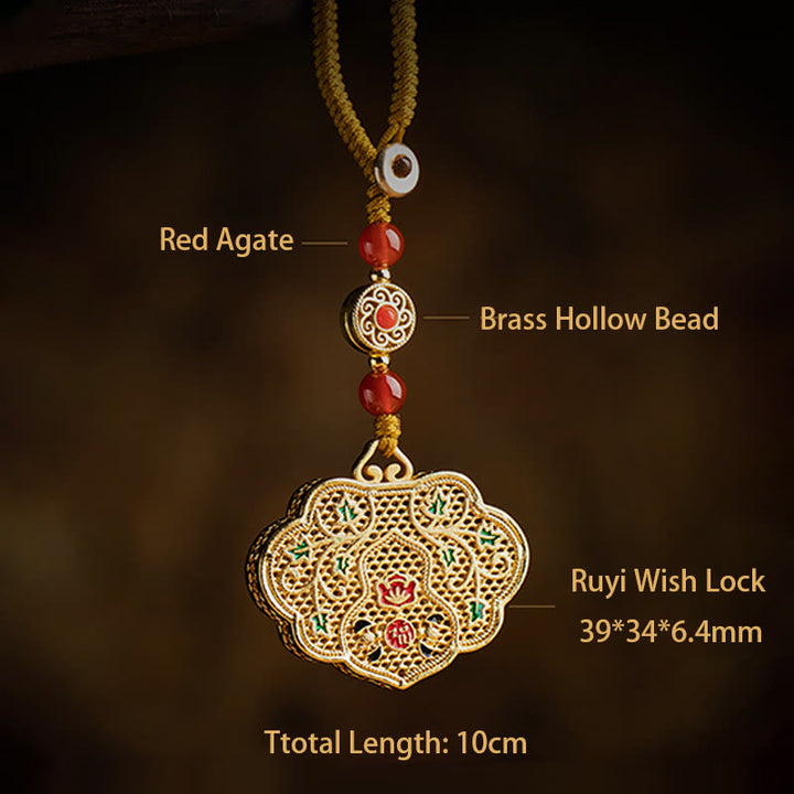 Portachiavi con ciondolo a forma di lucchetto con Buddha Stones, carattere Fu, fortuna e benedizione