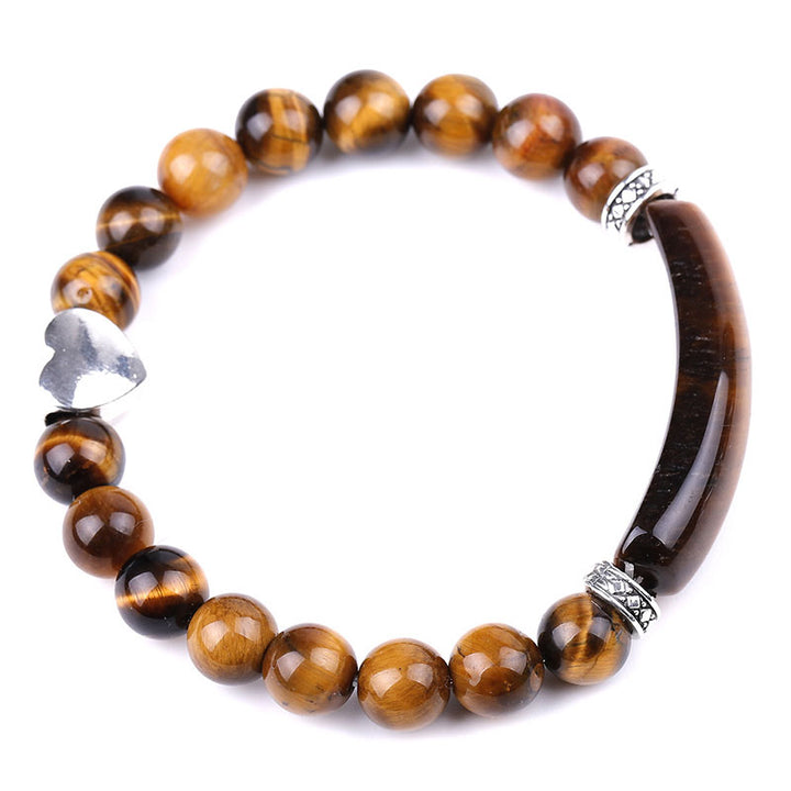 Bracciale unisex a forma di cuore con perline di cristallo naturale