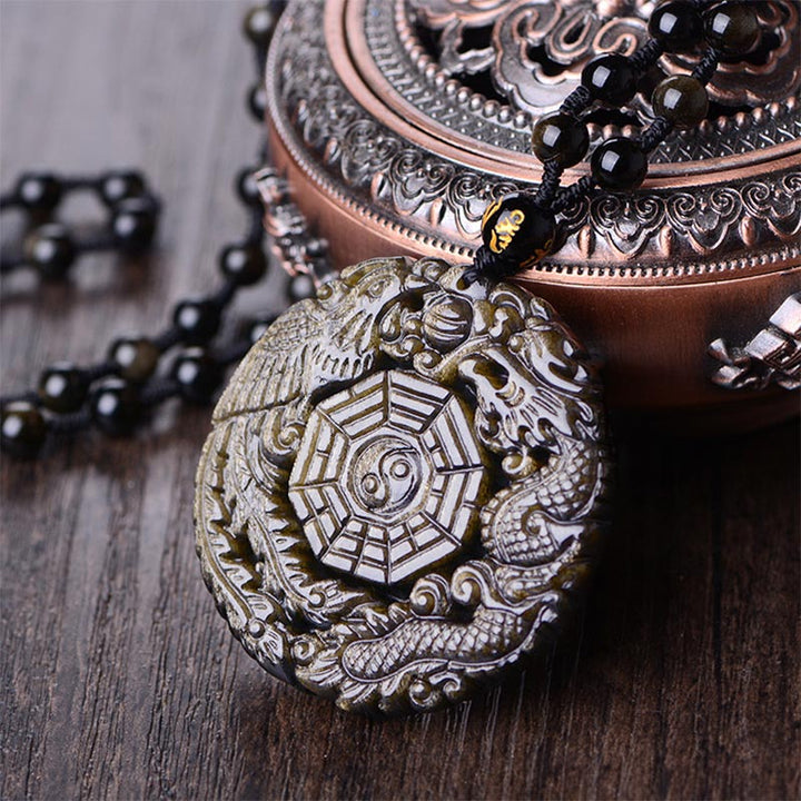 Collana con ciondolo di energia curativa in ossidiana dorata Buddha Stones