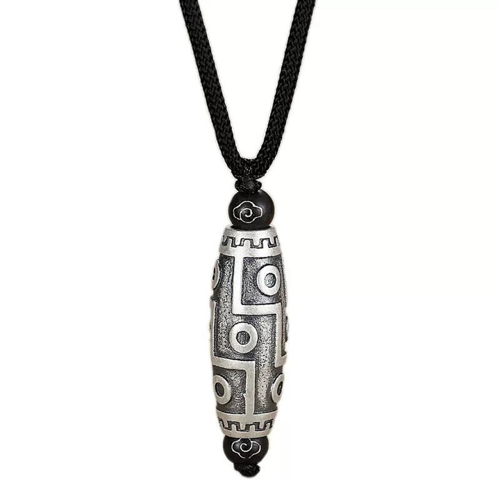 Buddha Stones Tibet Perline Dzi a nove occhi Modello Rame Nuvole di buon auspicio Collana con ciondolo di ricchezza
