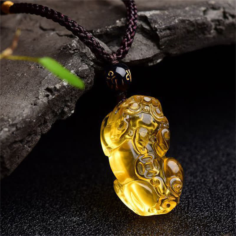 Collana con ciondolo Buddha Stones FengShui Citrine PiXiu Wealth - image 2