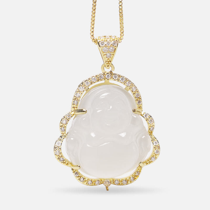 Collana Buddha Stones Buona Fortuna Buddha Ridente - A-Buddha che ride-Oro/Bianco - image 21