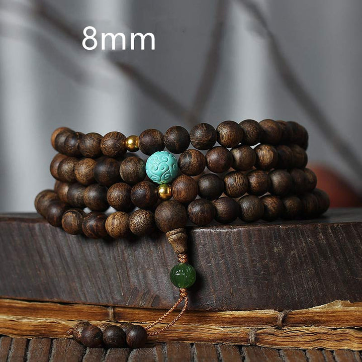 Buddha Stones 108 Mala Beads Nha Trang Agarwood Turchese Preghiera Meditazione Bracciale Mala