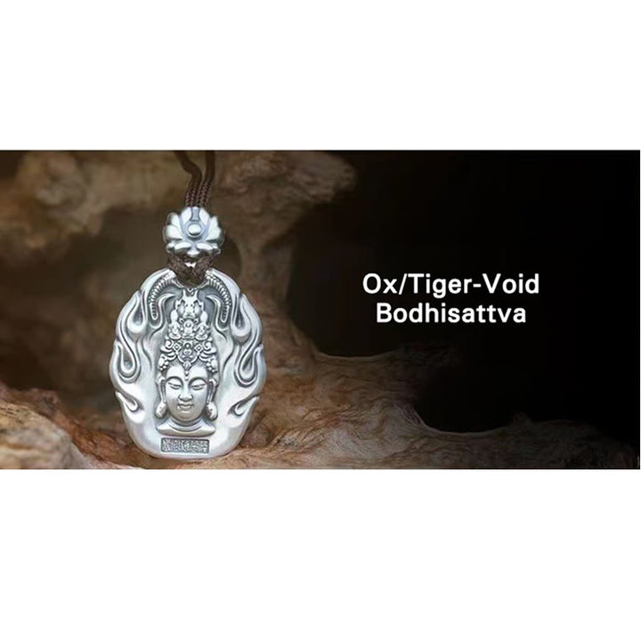 Buddha Stones Zodiaco cinese Buddha natale Om Mani Padme Hum Loto Compassione Collana pendente - Bodhisattva del Bue/Tigre-Vuoto - image 12
