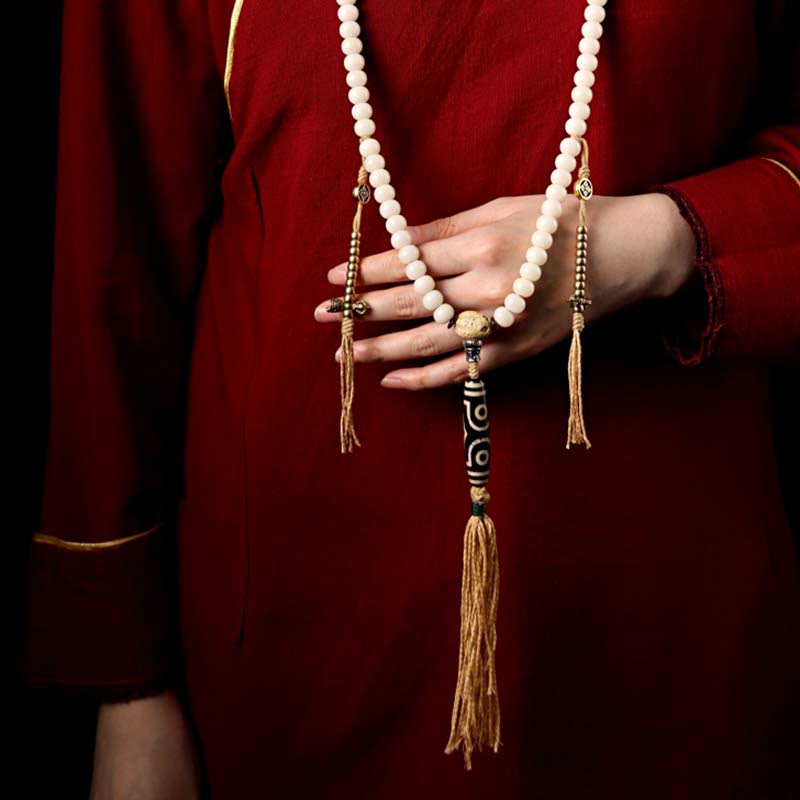 Buddha Stones Tibet 108 perle Mala Bodhi Seme Bagua Vajra Dzi Perline Bracciale Ricchezza Agata Grigia