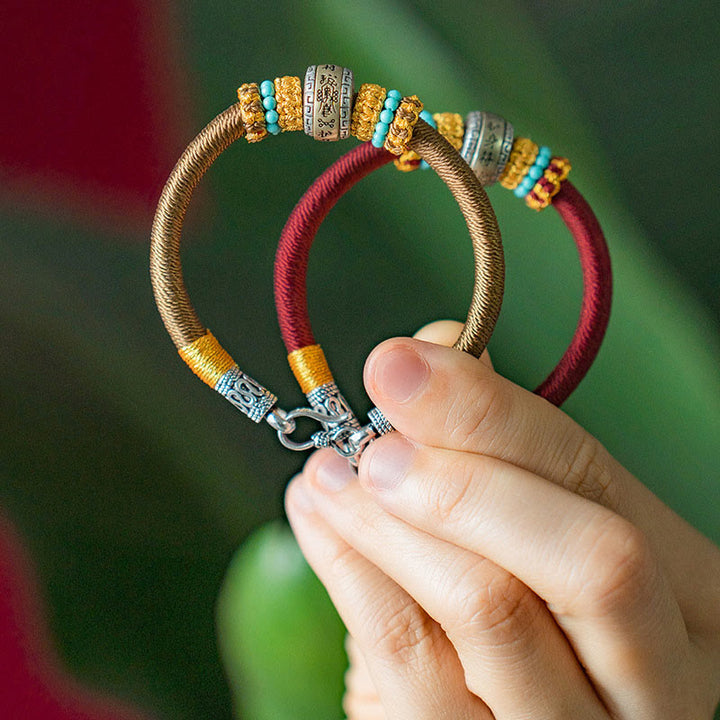 Bracciale intrecciato con amuleto Buddha Stones fatto a mano con nodo di King Kong, protezione dalla fortuna