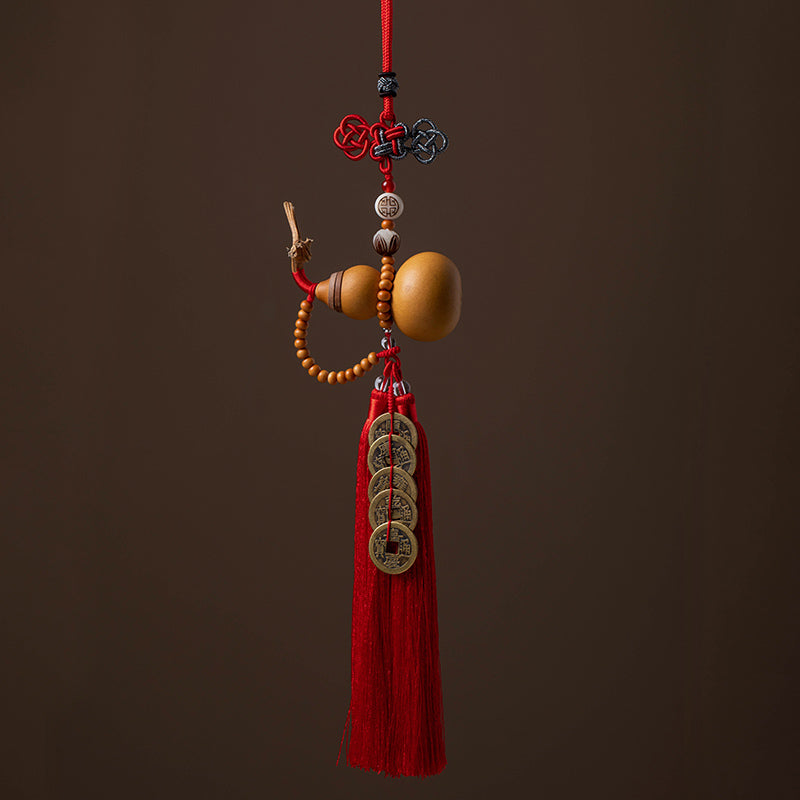 Buddha Stones Monete Feng Shui Zucca Nodo cinese Monete fortunate Cinque imperatori Denaro Ricchezza Nappe Decorazione - Cremisi - image 18