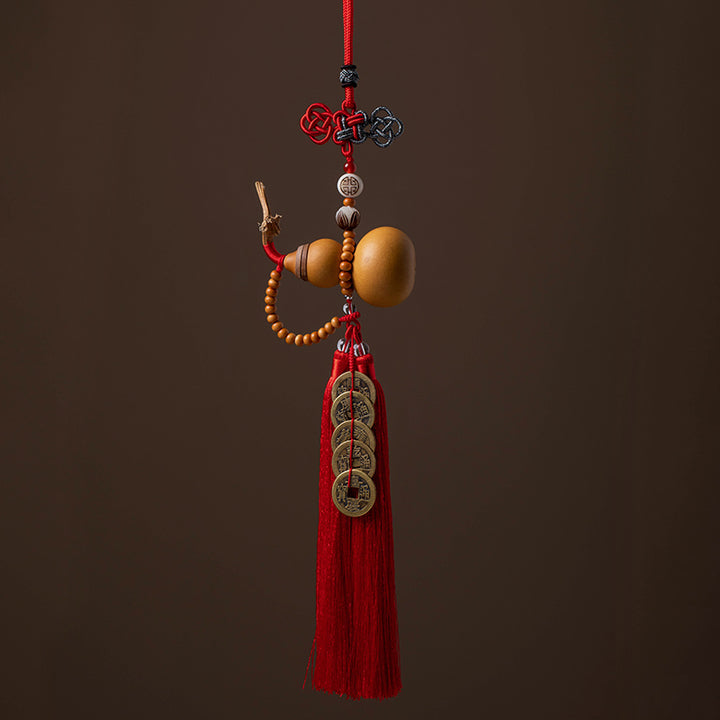 Buddha Stones Monete Feng Shui Zucca Nodo cinese Monete fortunate Cinque imperatori Denaro Ricchezza Nappe Decorazione - Cremisi - image 18