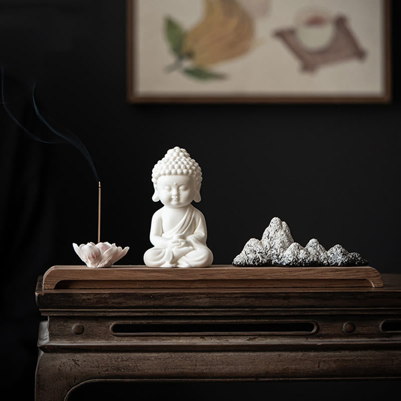 Buddha Stones Fiore di Loto Tathagata Kwan Yin Avalokitesvara Ksitigarbha Meditazione Bastoncino di Ceramica Bruciatore di Incenso Decorazione