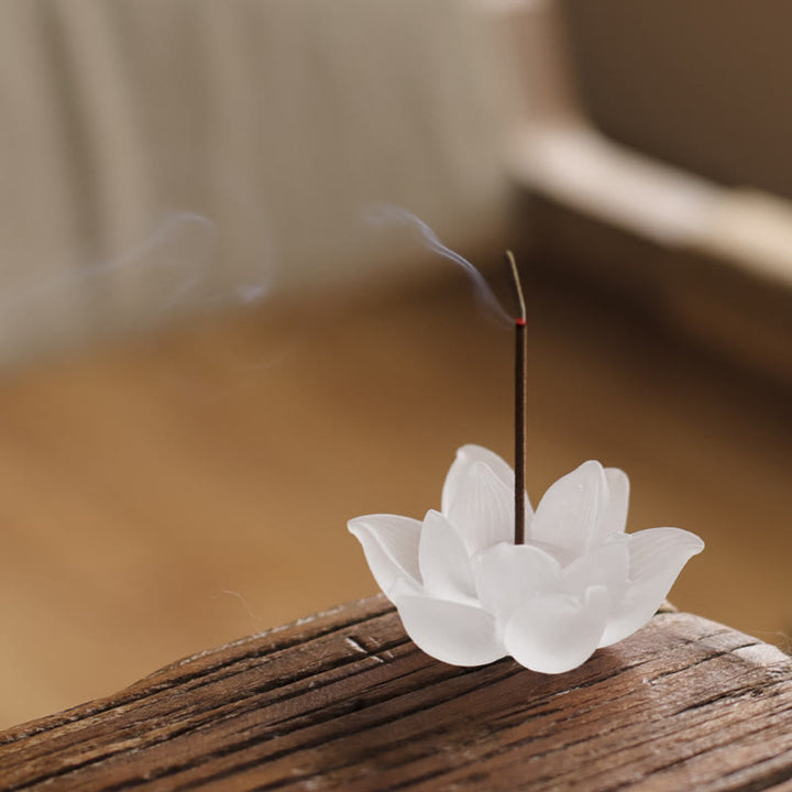 Buddha Stones Mini Lotus Liuli Cristallo Guarigione Meditazione Bastoncino Bruciatore di Incenso - image 1