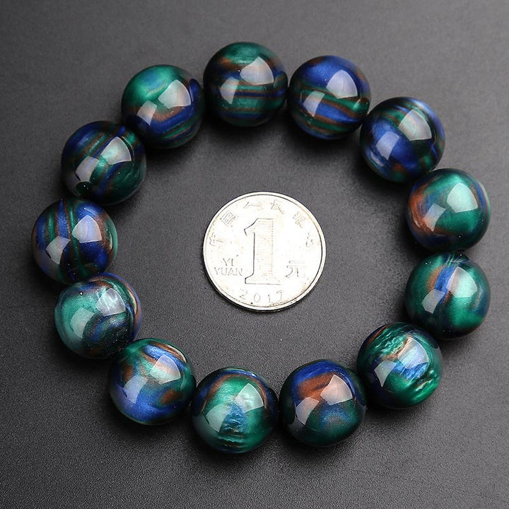 Buddha Stones Colorato Sea Willow Mala Braccialetto Anello Positivo