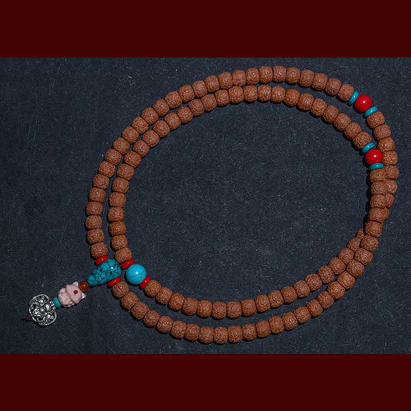 Tibet 108 Mala Beads Rudraksha Bodhi Seed Zodiaco Cinese Natale Buddha Ricchezza Braccialetto Charm