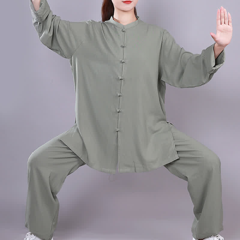 Set di abbigliamento unisex in cotone e lino , Buddha Stones, Tai Chi, Qigong, meditazione, preghiera, pratica spirituale Zen - Verde - Manica lunga - US14, UK/AU18, EU46 (3XL)  - image 19