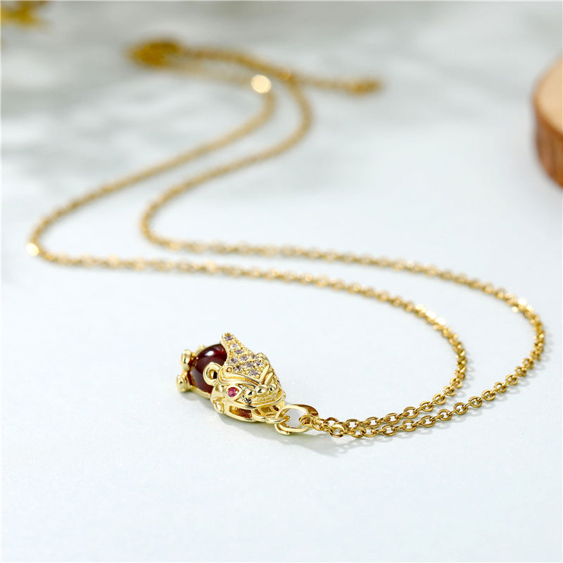 Collana della fortuna di Pixiu in granato naturale Buddha Stones - image 4