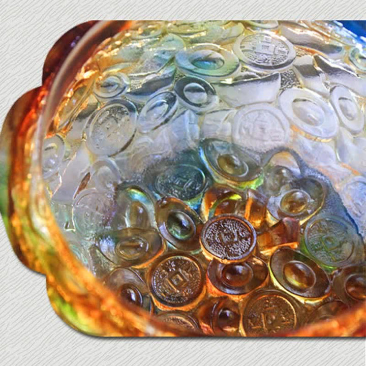 Ciotola del tesoro in cristallo Liuli fatta a mano, pezzo d'arte, decorazione per la casa - image 16