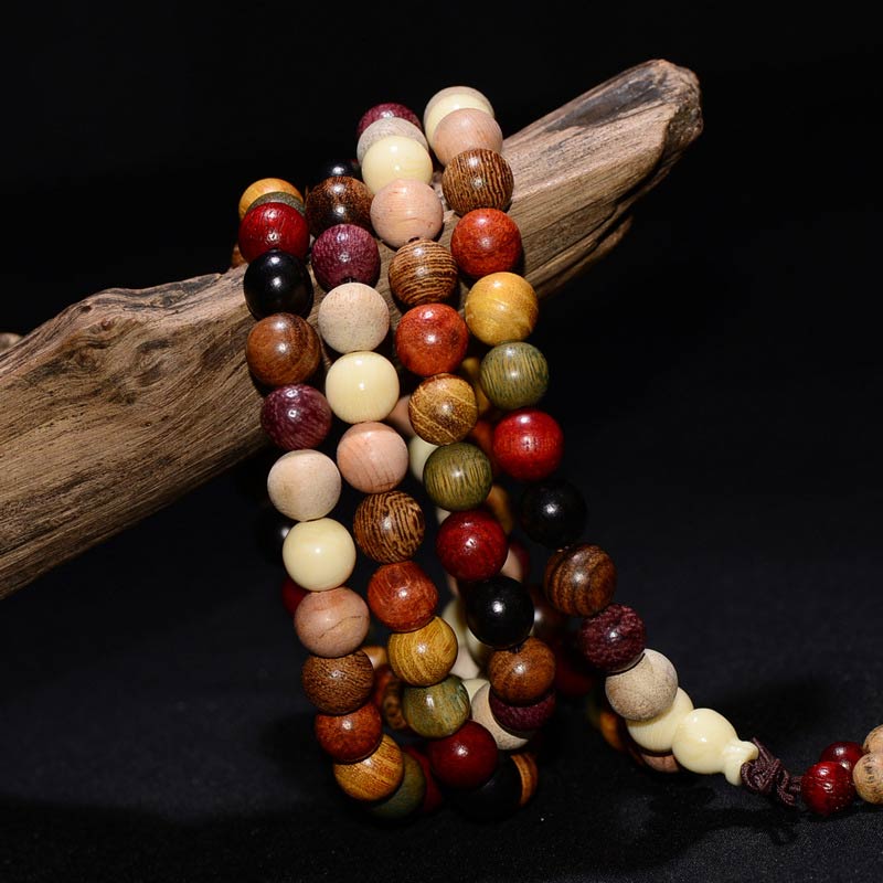 Buddha Stones 108 Perle Wenge Legno Mala Benedizione Meditazione Bracciale - image 4