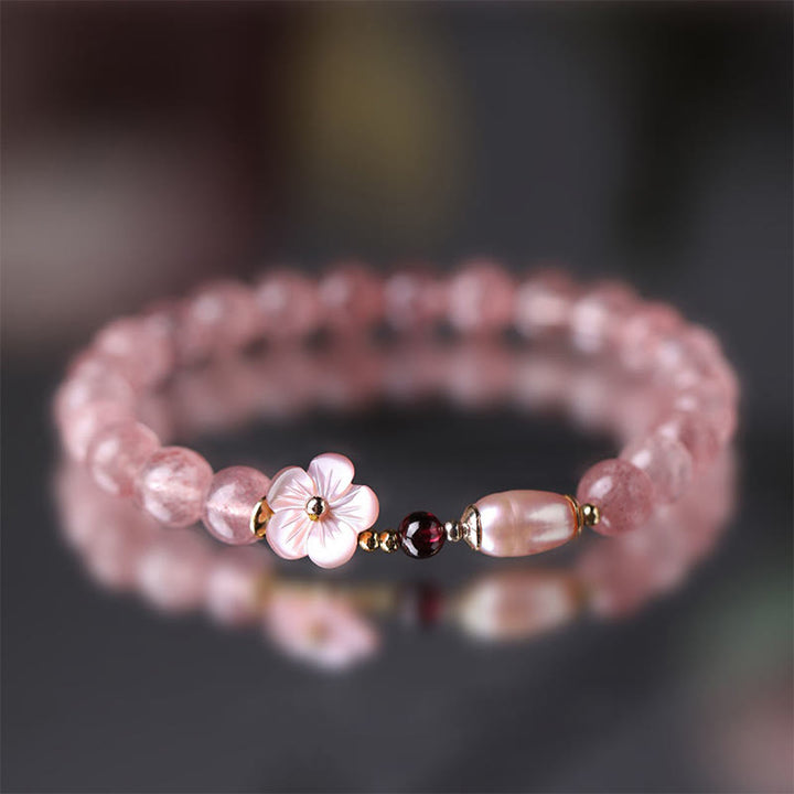 Bracciale Buddha Stones Strawberry Quartz Peach Blossom Love