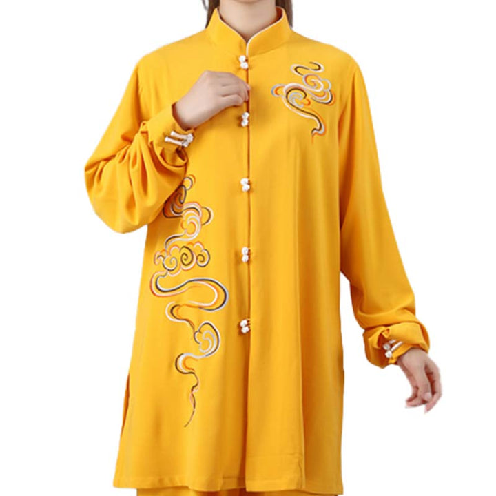 Buddha Stones Nuvole di buon auspicio Ricamo Meditazione Preghiera Spirituale Zen Tai Chi Qigong Pratica Set di abbigliamento unisex