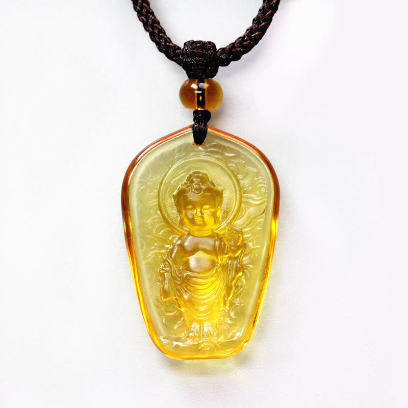 Buddha Stones Buddha tibetano Liuli Cristallo Serenity Collana Pendente - Buddha giallo - image 4