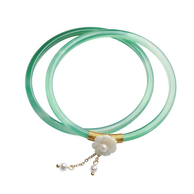 Braccialetto di successo in giada bianca ciano naturale Buddha Stones