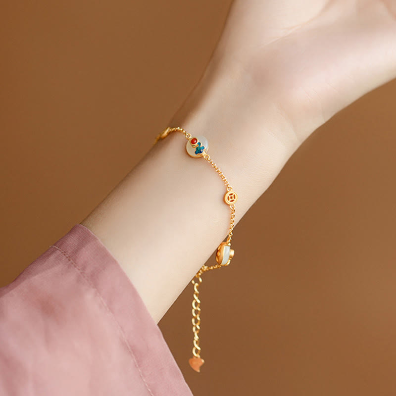 Braccialetto della fortuna con motivo di giada con nuvole di buon auspicio Buddha Stones