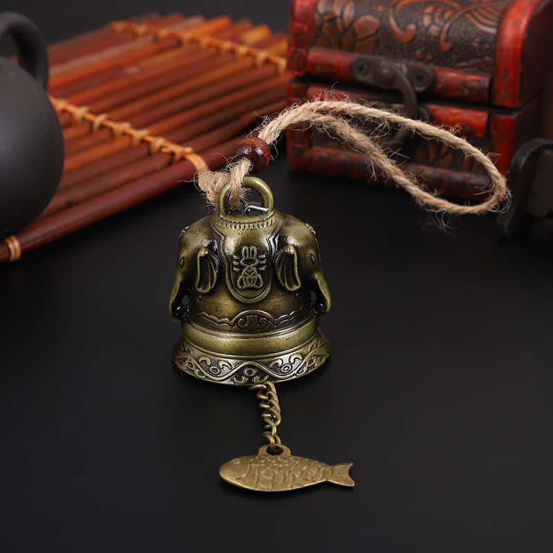 Buddha Stones Feng Shui Buddha Koi Pesce Drago Elefante Campanello a vento Campana Fortuna Decorazione da appendere alla parete