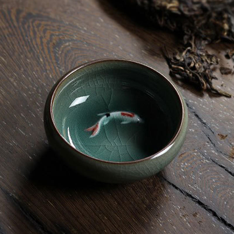 Buddha Stones Koi Fish colorato Tazza da tè in ceramica Kung Fu Tazza da tè Ciotola
