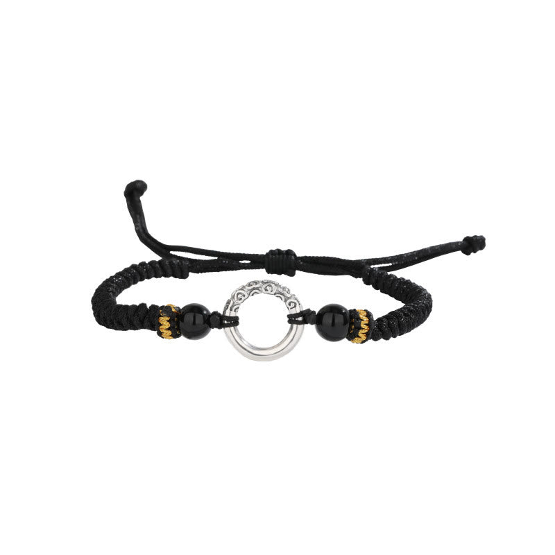 Bracciale intrecciato Buddha Stones 925 Sterling Silver Peace Buckle Auspicious Clouds Fortune