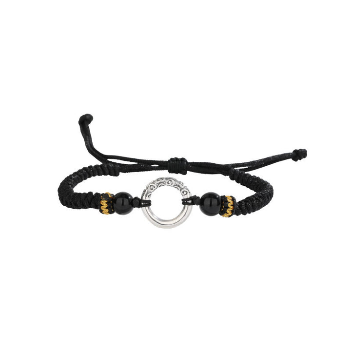 Bracciale intrecciato Buddha Stones 925 Sterling Silver Peace Buckle Auspicious Clouds Fortune