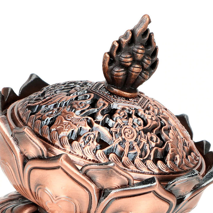 Buddha Stones Tibetano a Forma di Loto Bruciatore di Incenso Purificato