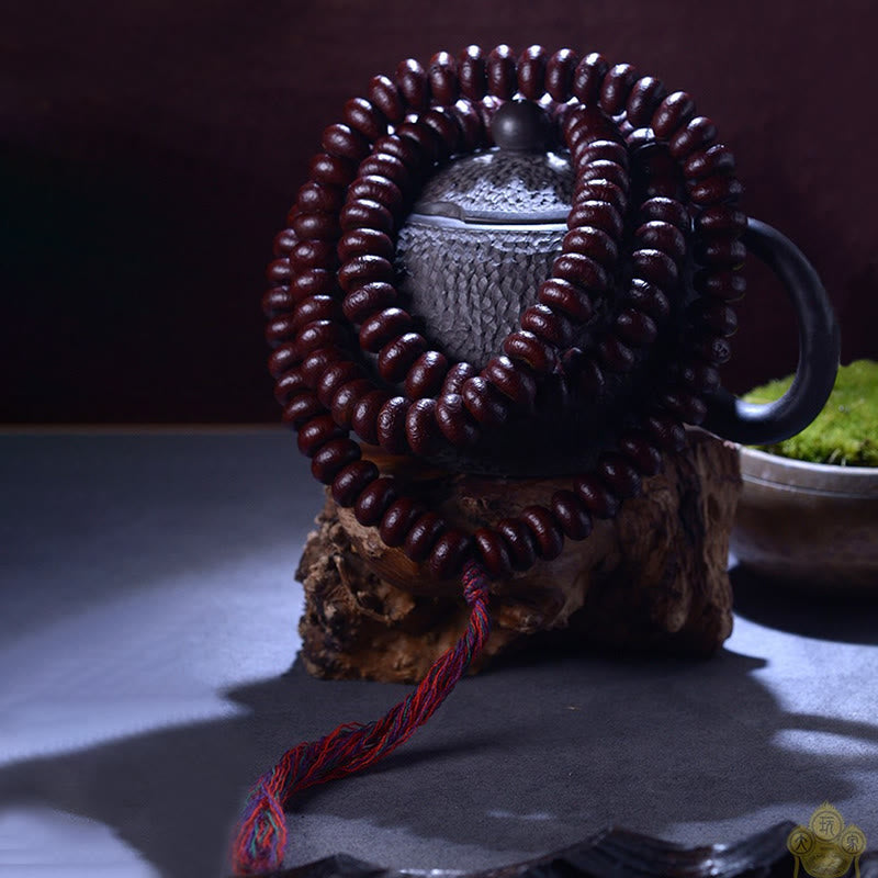 Buddha Stones Tibet naturale 108 Mala Beads Purple Bodhi Seed Bracciale della ricchezza