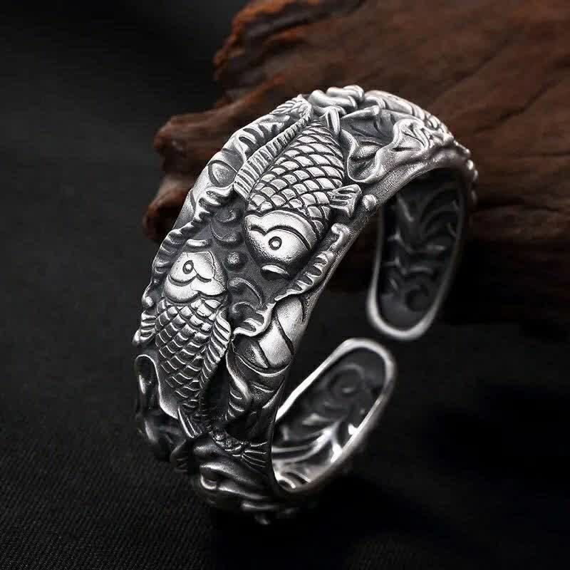 Buddha Stones Buddha Stones Pesce Koi Loto Fortuna Ricchezza Braccialetto