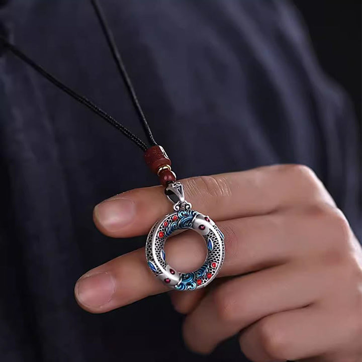 Buddha Stones Koi Fish Peace Buckle Rame Ricchezza Fortuna Collana Pendente
