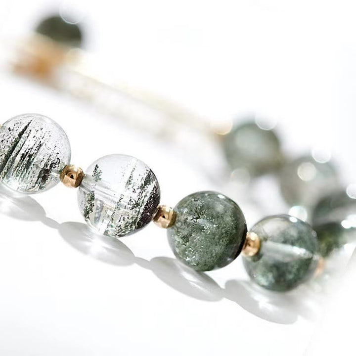 Braccialetto con ciondolo Buddha Stones Green Phantom Crystal Confidence
