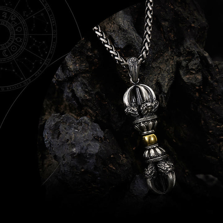 Collana con ciondolo Buddha Stones Tibetan Dorje Vajra Design Wealth