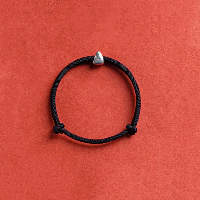 Bracciale intrecciato fatto a mano con carattere Fu in argento sterling 925 Buddha Stones