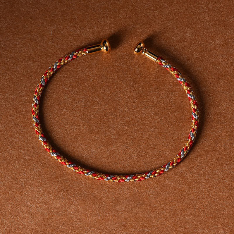 Braccialetto con polsino in corda intrecciata con design semplice fatto a mano Buddha Stones - Rosso Arancione Grigio - image 20