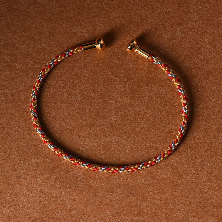 Braccialetto con polsino in corda intrecciata con design semplice fatto a mano Buddha Stones - Rosso Arancione Grigio - image 20