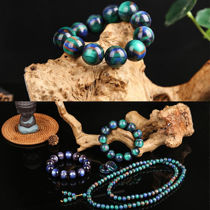Buddha Stones Colorato Sea Willow Mala Braccialetto Anello Positivo