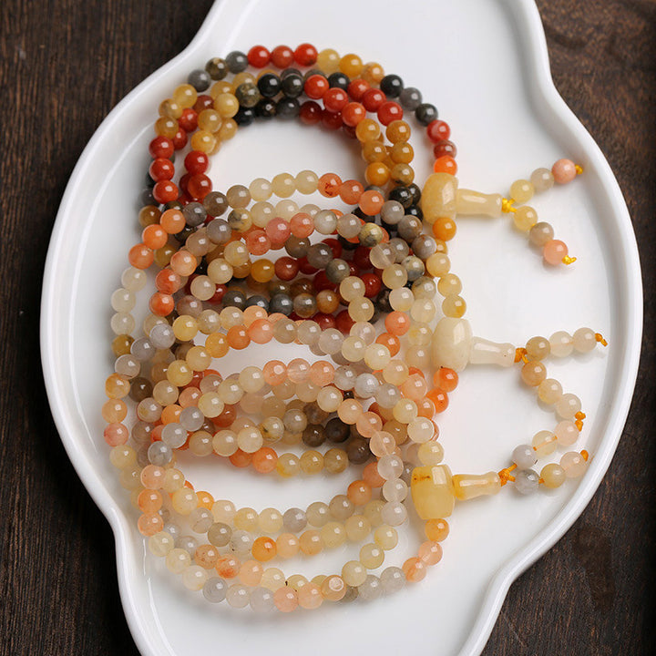 Braccialetto di protezione Mala in agata rossa naturale Buddha Stones 108 perle