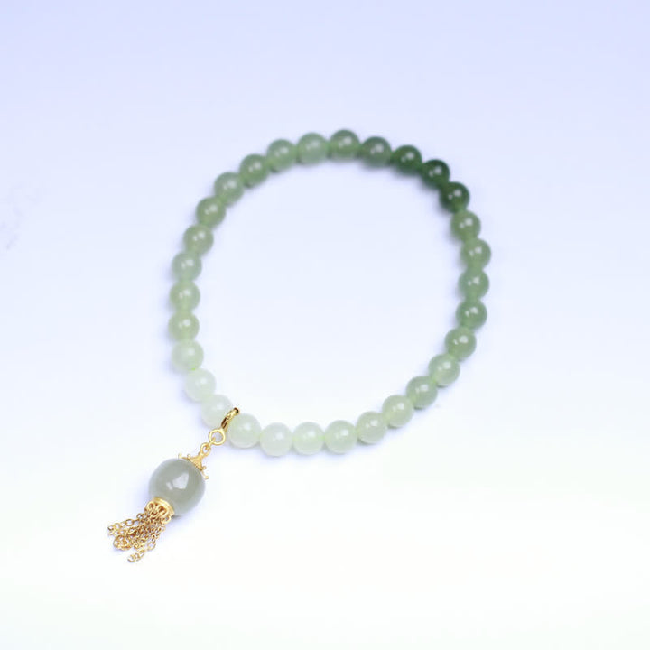 Braccialetto con ciondolo di ricchezza in perline di giada Hetian in argento sterling 925
